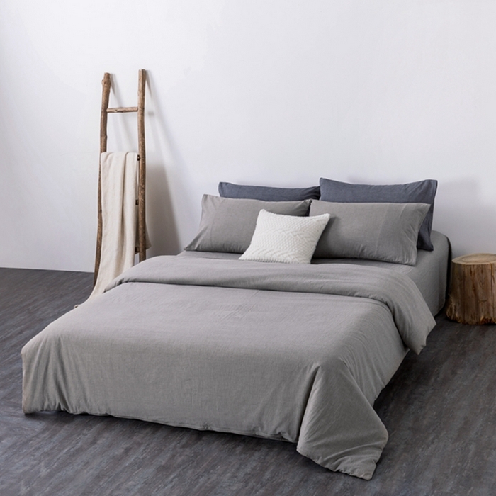 91家纺网 家纺一手货源 找家纺 玖弘家居 2025新款水洗棉单被套 浅灰