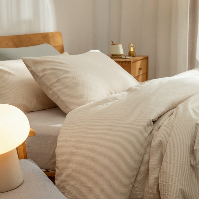 91家纺网 家纺一手货源 找家纺 玖弘家居 2025新款水洗棉单被套 米密条