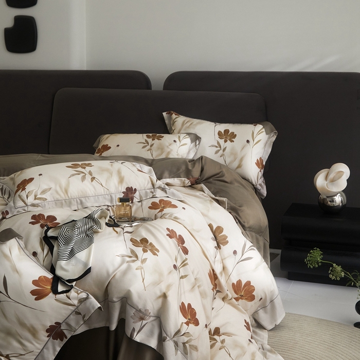 91家纺网 家纺一手货源 找家纺 金奇达2025新款【盛夏流年】-茧养莱赛尔四件套（标准号全网控价（折后券后）不低于258元） 幽兰寻香