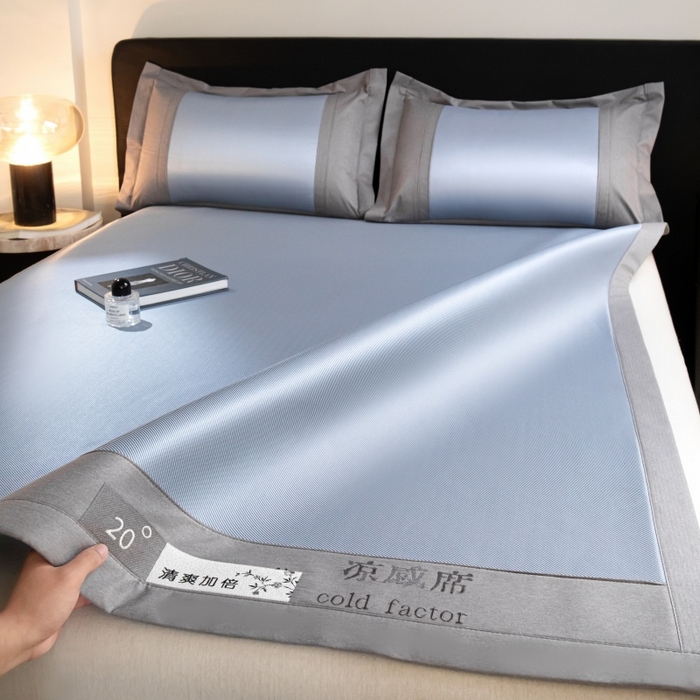91家纺网 家纺一手货源 找家纺 孩子王家纺2025新款轻柔丝凉席冰丝席-凉感席系列 床席款-冰丝蓝