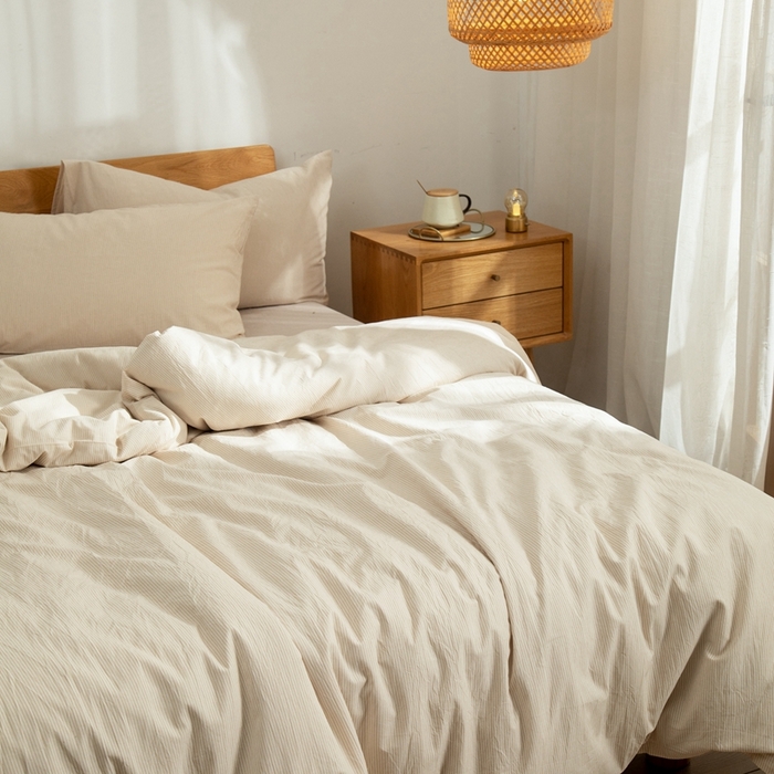 91家纺网 家纺一手货源 找家纺 玖弘家居 2025新款水洗棉单被套 米密条