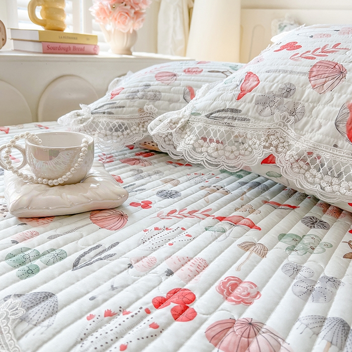 91家纺网 家纺一手货源 找家纺 麒豆豆 2025新款天丝印花床笠 蘑菇森林