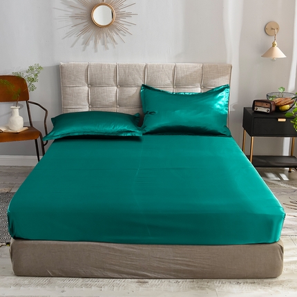 经年 2025年特价款丝绸水洗冰丝四件套-单床笠 直播爆款 墨绿