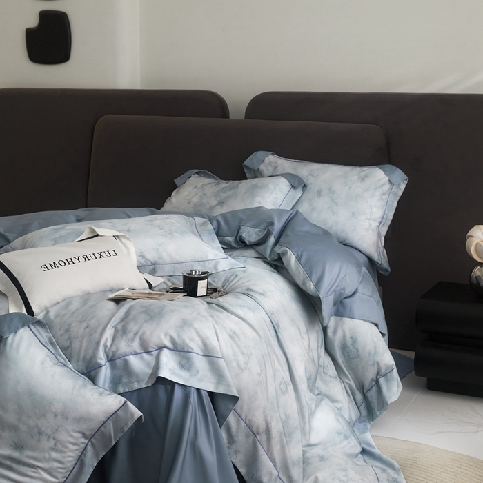 91家纺网 家纺一手货源 找家纺 金奇达2025新款【盛夏流年】-茧养莱赛尔四件套（标准号全网控价（折后券后）不低于258元） 墨尔本-星空蓝