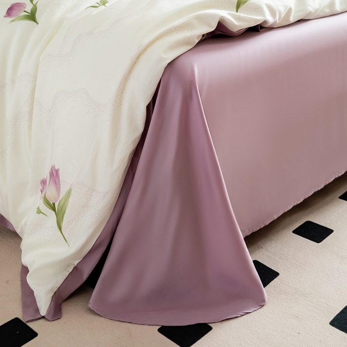 91家纺网 家纺一手货源 找家纺 金奇达2025新款【曼妙庄园】-轻氧水光天丝棉四件套（标准号全网控价（折后券后）不低于268） 玫瑰花语-魅紫