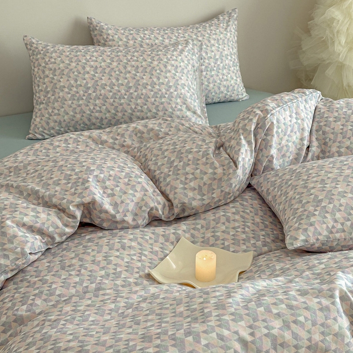 91家纺网 家纺一手货源 找家纺 塞纳 2026新款.全棉有氧双层纱四件套-场景二-赛琳娜-兰