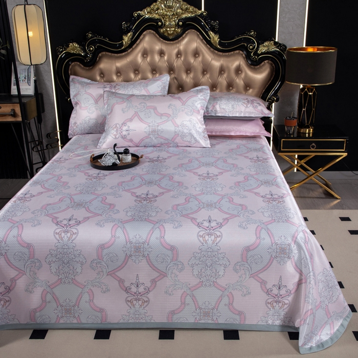 91家纺网 家纺一手货源 找家纺 肖恩毯业 2025新款印花斜纹冰丝席三件套 月落星沉