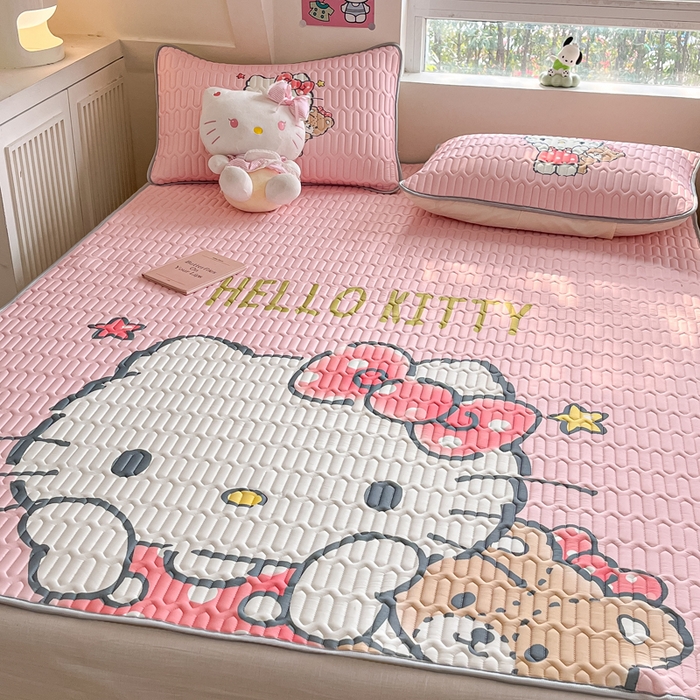 91家纺网 家纺一手货源 找家纺 金爱家 2025新款正版三丽鸥凉感乳胶凉席 布偶kt