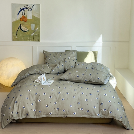 91家纺网 家纺一手货源 找家纺 2025新品全棉A类双层纱卡通风系列四件套 奶酪狗