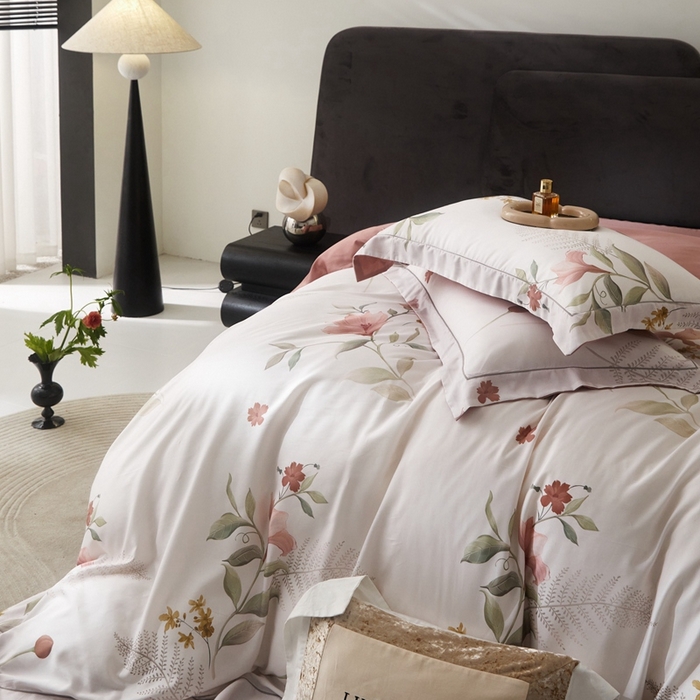 91家纺网 家纺一手货源 找家纺 金奇达2025新款【盛夏流年】-茧养莱赛尔四件套（标准号全网控价（折后券后）不低于258元） 艾诺丝粉