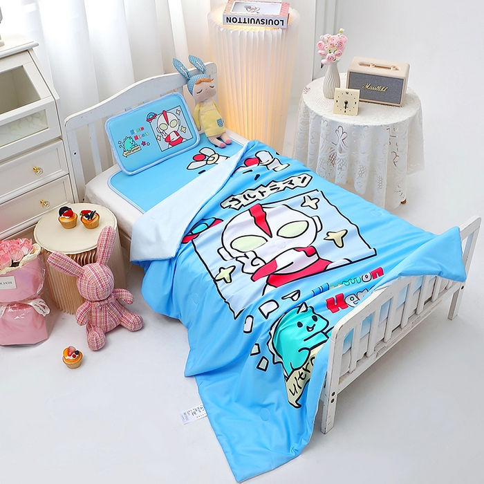 91家纺网 家纺一手货源 找家纺 八零年代 2025新品云柔牛奶丝儿童凉席套件凹凸曼