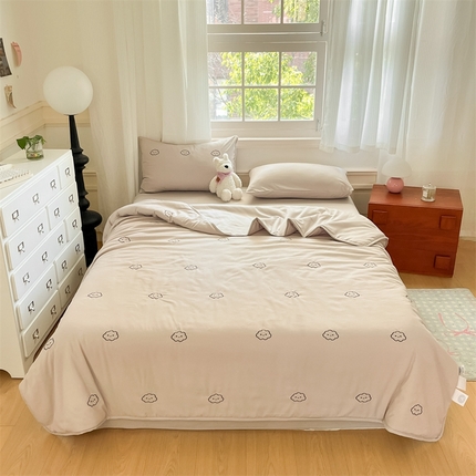 盛秋家纺 2026新款A类水洗棉刺绣夏被 山灰云朵