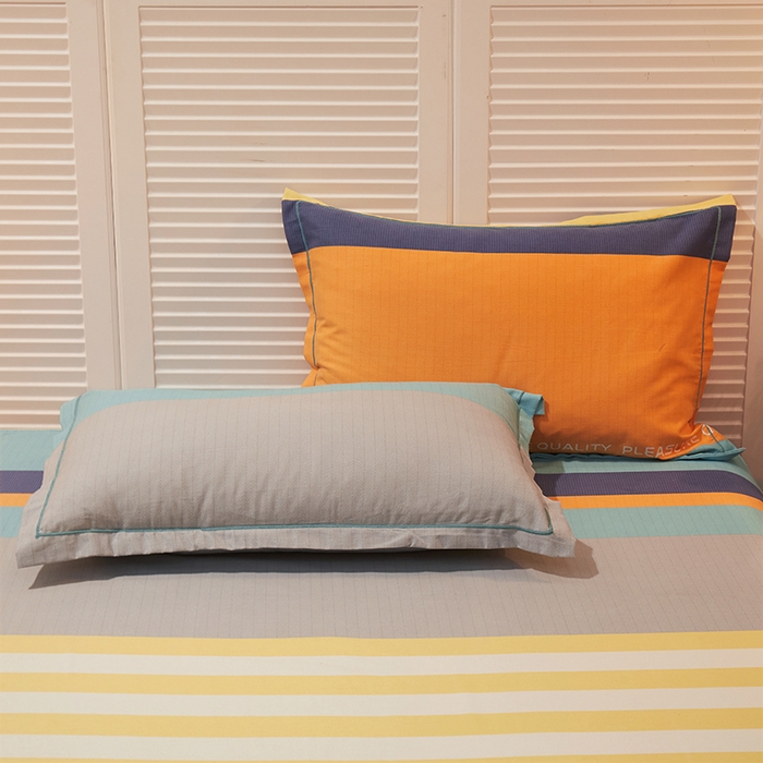 91家纺网 家纺一手货源 找家纺 简约家纺 2025新款全棉磨毛印花单品枕套 爱在首尔 橘