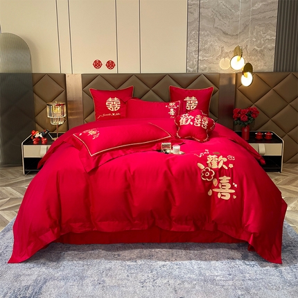 91家纺网 家纺一手货源 找家纺 （总）甜咪咪婚庆 2025新款纯棉全棉面料刺绣结婚 婚庆 四件套 多件套  小红书推荐热款