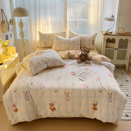 91家纺网 家纺一手货源 找家纺 （总）悦织湾家纺2025新款高克重卡通水洗棉印花四件套学生宿舍单双人床上用品三四件套