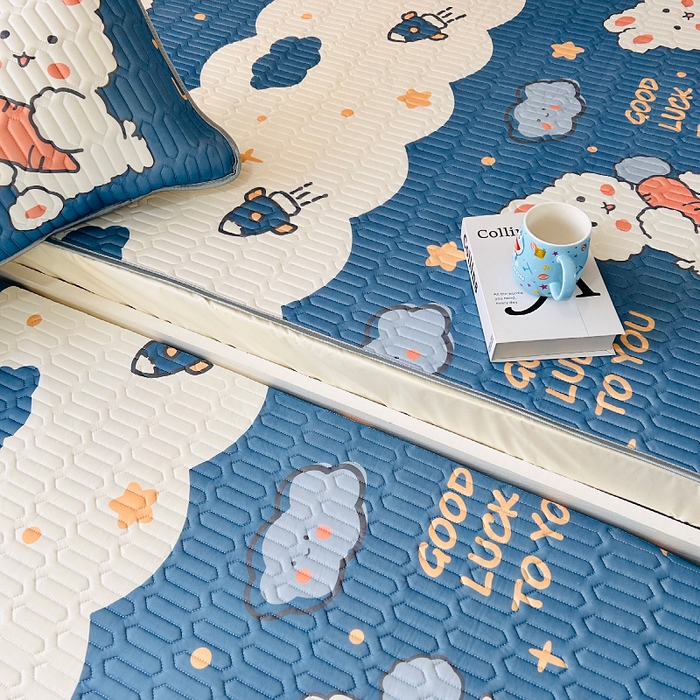 91家纺网 家纺一手货源 找家纺 小虾米 2025乳胶凉席上下床床笠 快乐宝贝