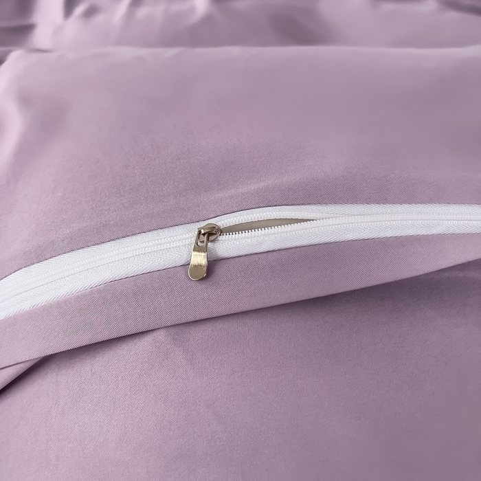 91家纺网 家纺一手货源 找家纺 曲之慕 2025新品四季款高端刺绣四件套简约可水洗轻奢纯色刺绣四件套 蒂尔淡紫