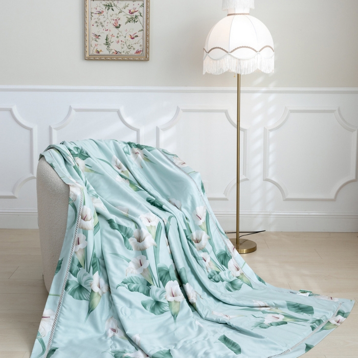 91家纺网 家纺一手货源 找家纺 棉生活家纺 2025新款春夏莫代尔天丝夏被 雅韵绿