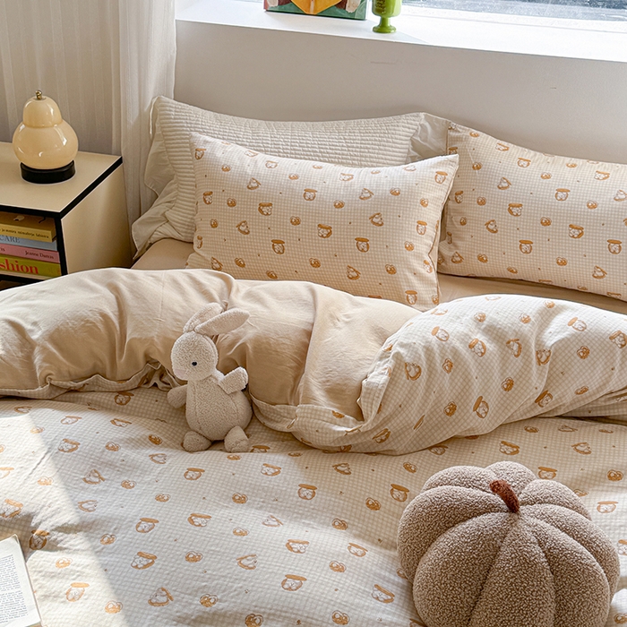 91家纺网 家纺一手货源 找家纺 （总）2025新款全棉有氧双层纱四件套-卡通系列