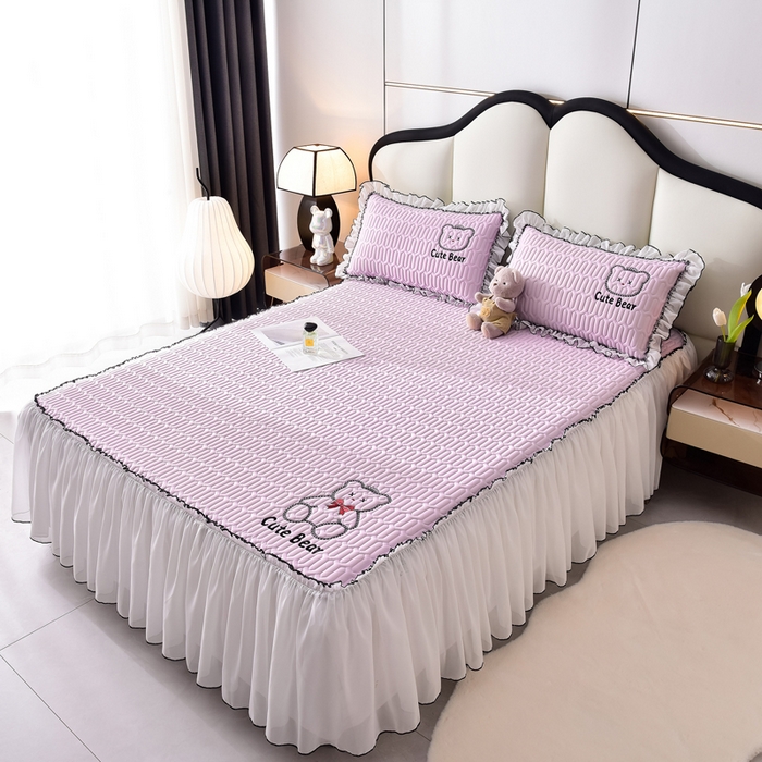 91家纺网 家纺一手货源 找家纺 炫拼家纺 2025新款coco熊床裙款乳胶凉席 coco熊-熏衣紫