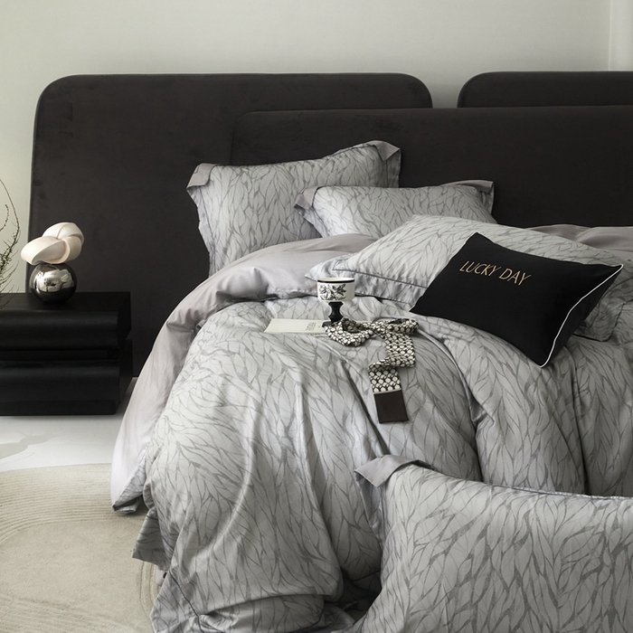 91家纺网 家纺一手货源 找家纺 金奇达2025新款【盛夏流年】-茧养莱赛尔四件套（标准号全网控价（折后券后）不低于258元） 梵高-洛根灰