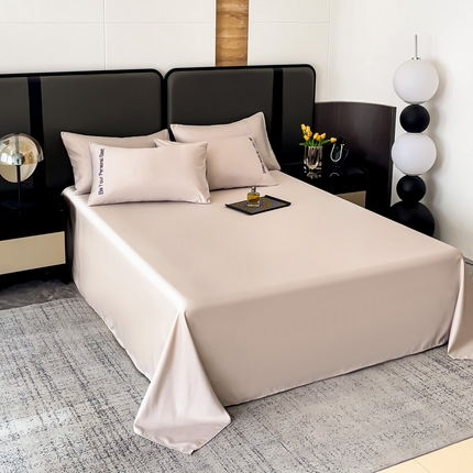 纽缦家纺 2025新款纯色提花冰丝系列床单单件-单床单 奶茶棕