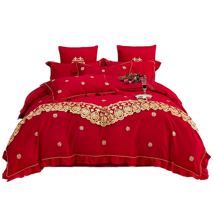 91家纺网 家纺一手货源 找家纺 甜咪咪婚庆 2025新款纯棉全棉面料刺绣结婚 婚庆 四件套 多件套  小红书推荐热款 爱的港湾