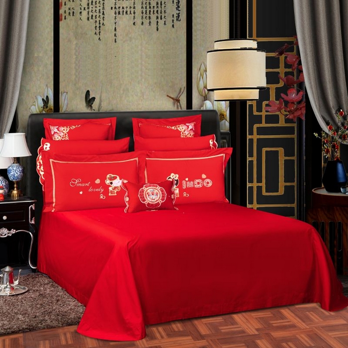 91家纺网 家纺一手货源 找家纺 甜咪咪婚庆 2025新款纯棉全棉面料刺绣结婚 婚庆 四件套 多件套  小红书推荐热款 才子佳人