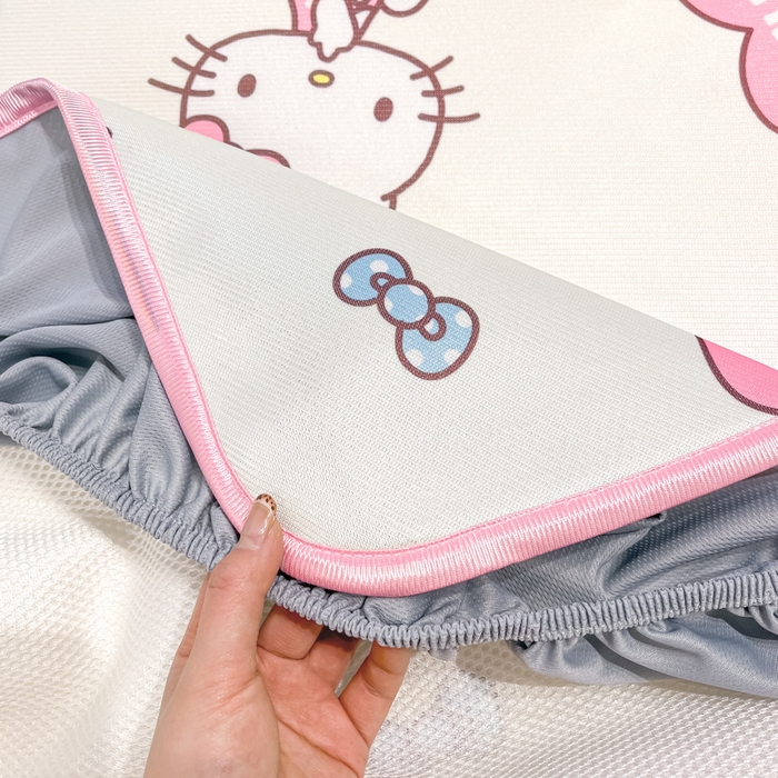 91家纺网 家纺一手货源 找家纺 暮思家居 2025新款三丽鸥正版授权数码印花A类可机洗1200D冰丝凉席三件套床笠款系列 床笠款-公主KT