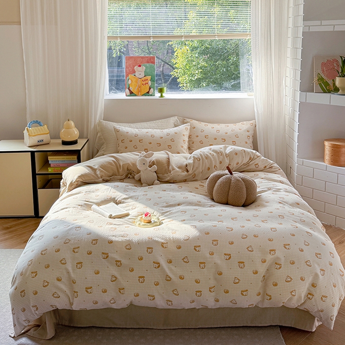 91家纺网 家纺一手货源 找家纺 （总）2025新款全棉有氧双层纱四件套-卡通系列