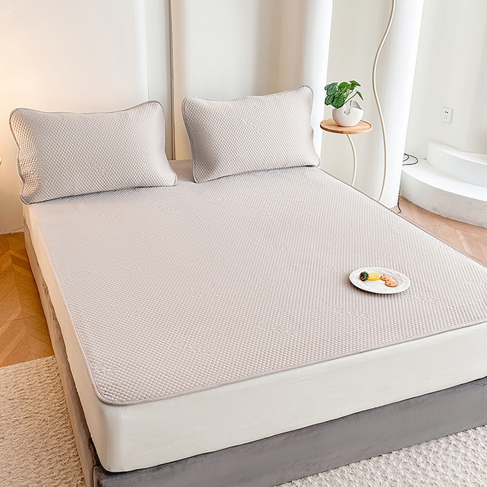 91家纺网 家纺一手货源 找家纺 好艺佳毛毯 2025新款3D凉豆豆凉席凉感软席空调席三件套单件学生宿舍 凉豆豆-焦糖咖