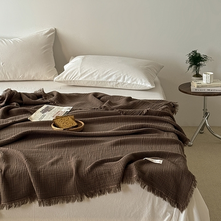 Mr.pig猪先生水洗棉 2025春夏新款A类全棉纯棉四层纱布夏被夏凉被空调被 黑菱