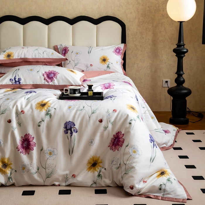 91家纺网 家纺一手货源 找家纺 金奇达2025新款【曼妙庄园】-轻氧水光天丝棉四件套（标准号全网控价（折后券后）不低于268） 知夏粉