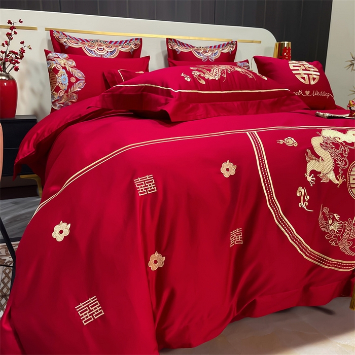 91家纺网 家纺一手货源 找家纺 甜咪咪婚庆 2025新款纯棉全棉面料刺绣结婚 婚庆 四件套 多件套  小红书推荐热款 锦绣