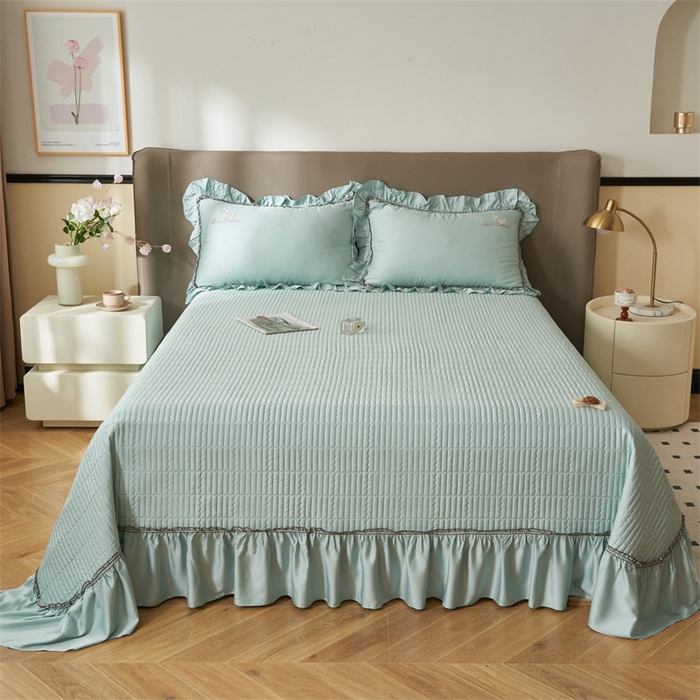 91家纺网 家纺一手货源 找家纺 恒爱家纺  2025新款莫代尔柔情似水多功能夏被床盖四件套			 			 浅灰蓝