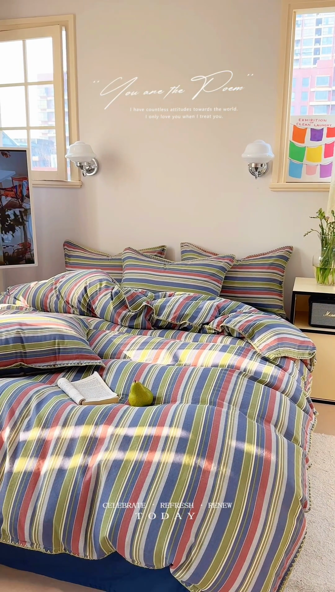 91家纺网 家纺一手货源 找家纺 金丝鸟家纺 2025新款全棉双层纱贝壳边四件套格子系列 塔思琦