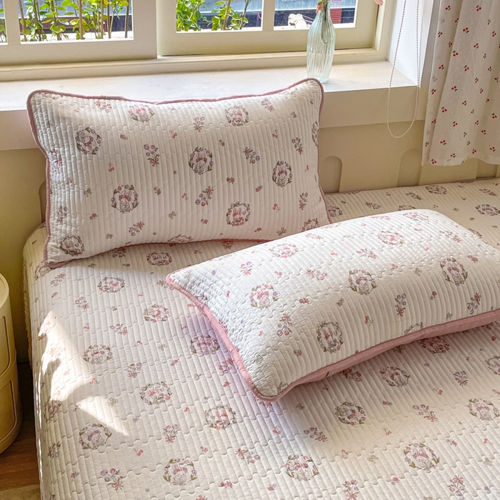 91家纺网 家纺一手货源 找家纺 857家居 2025新款针织双层纱床盖三件套 梦乐