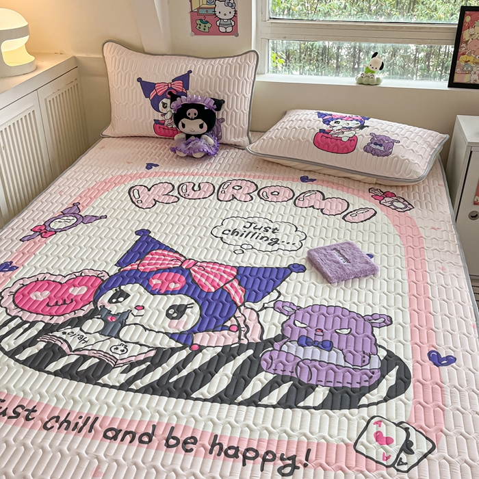 91家纺网 家纺一手货源 找家纺 金爱家 2025新款正版三丽鸥凉感乳胶凉席 贪玩库洛米