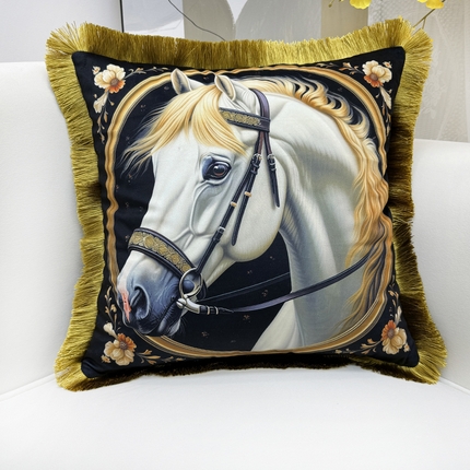 91家纺网 家纺一手货源 找家纺 （总）爱家居 2025新款欧式美式沙发抱枕套靠垫套轻奢流苏白马绒抱枕含芯床头靠枕垫定制