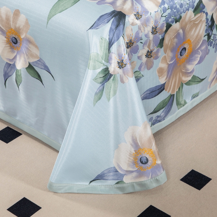 91家纺网 家纺一手货源 找家纺 肖恩毯业 2025新款印花斜纹冰丝席三件套 铃兰絮语