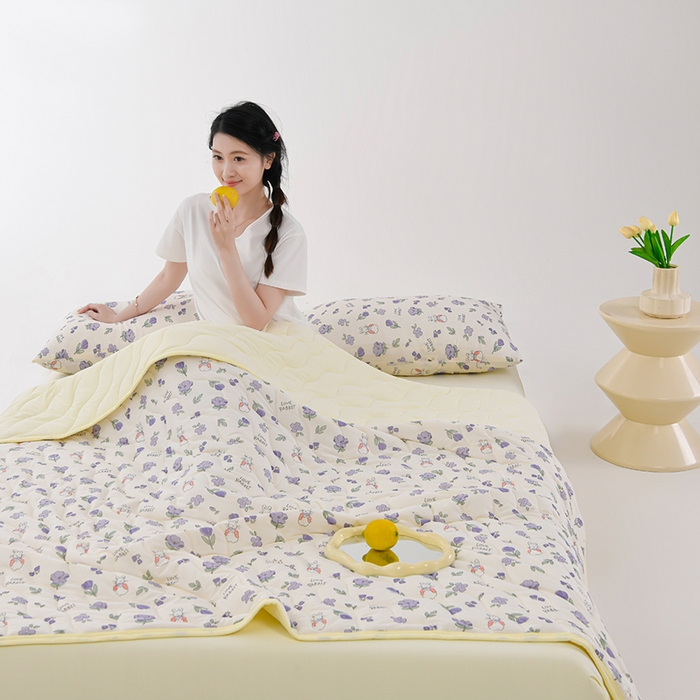 91家纺网 家纺一手货源 找家纺 圣楚 2025新款梦境凉感丝夏凉被 b花颜悦色