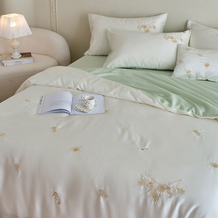 91家纺网 家纺一手货源 找家纺 千朵森 2025新款60s奥地利进口兰精天丝四件套-星慕 星慕-莱茵绿