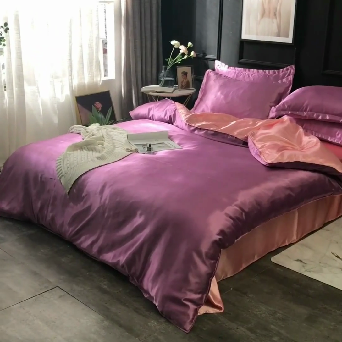91家纺网 家纺一手货源 找家纺 经年 2025年特价款丝绸水洗冰丝四件套-单被套 直播爆款 豆沙玉色