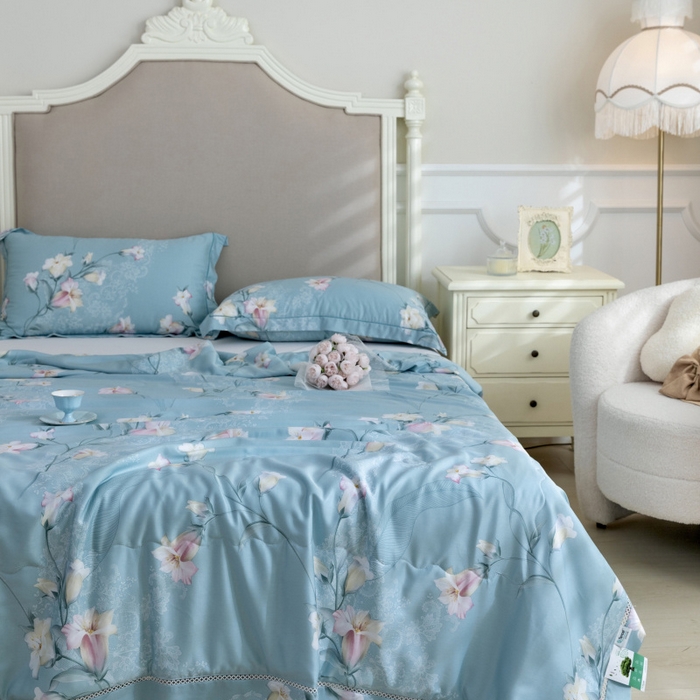 91家纺网 家纺一手货源 找家纺 棉生活家纺 2025新款春夏莫代尔天丝夏被 洛神蓝