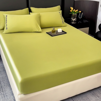 91家纺网 家纺一手货源 找家纺 纽缦家纺 2025新款纯色提花冰丝系列床笠单件-单床笠 豆绿