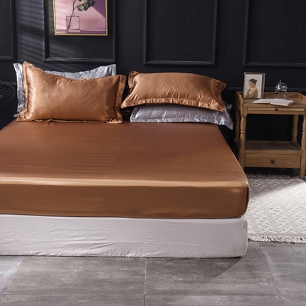 经年 2025年特价款丝绸水洗冰丝四件套-单床笠 直播爆款 咖啡