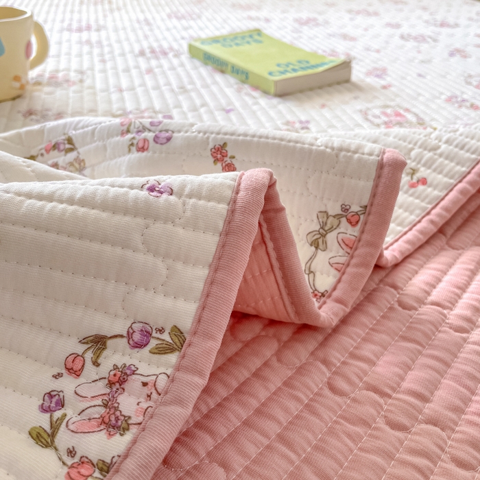 91家纺网 家纺一手货源 找家纺 857家居 2025新款针织双层纱床盖三件套 梦乐