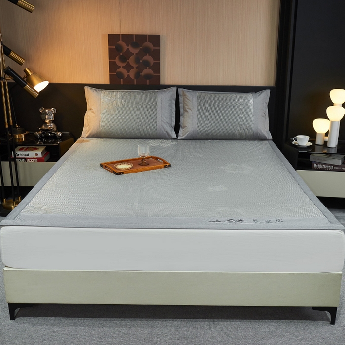 91家纺网 家纺一手货源 找家纺 （总）青雅席业 2025新款3D复合提花清凉冰藤席-花语系列