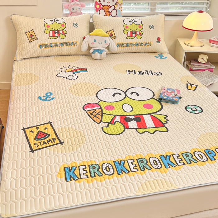 91家纺网 家纺一手货源 找家纺 金爱家 2025新款正版三丽鸥凉感乳胶凉席 夏日大眼蛙