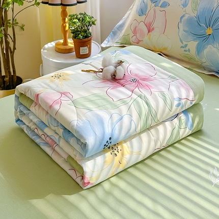 欧夏家纺 2025新款里外全棉印花夏被100%新疆棉花 美庭